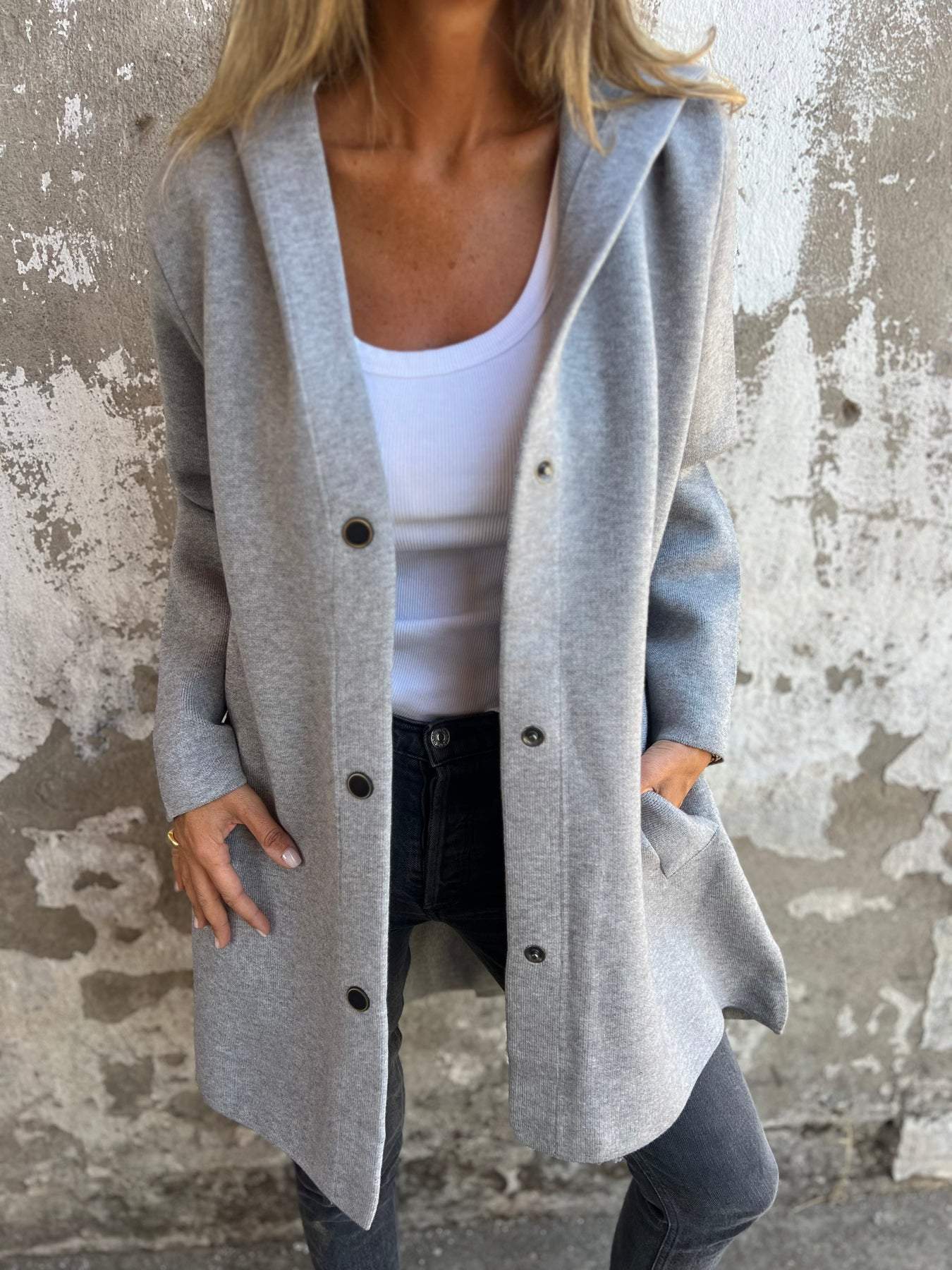 Casual Hoodie Jacket with Buttons