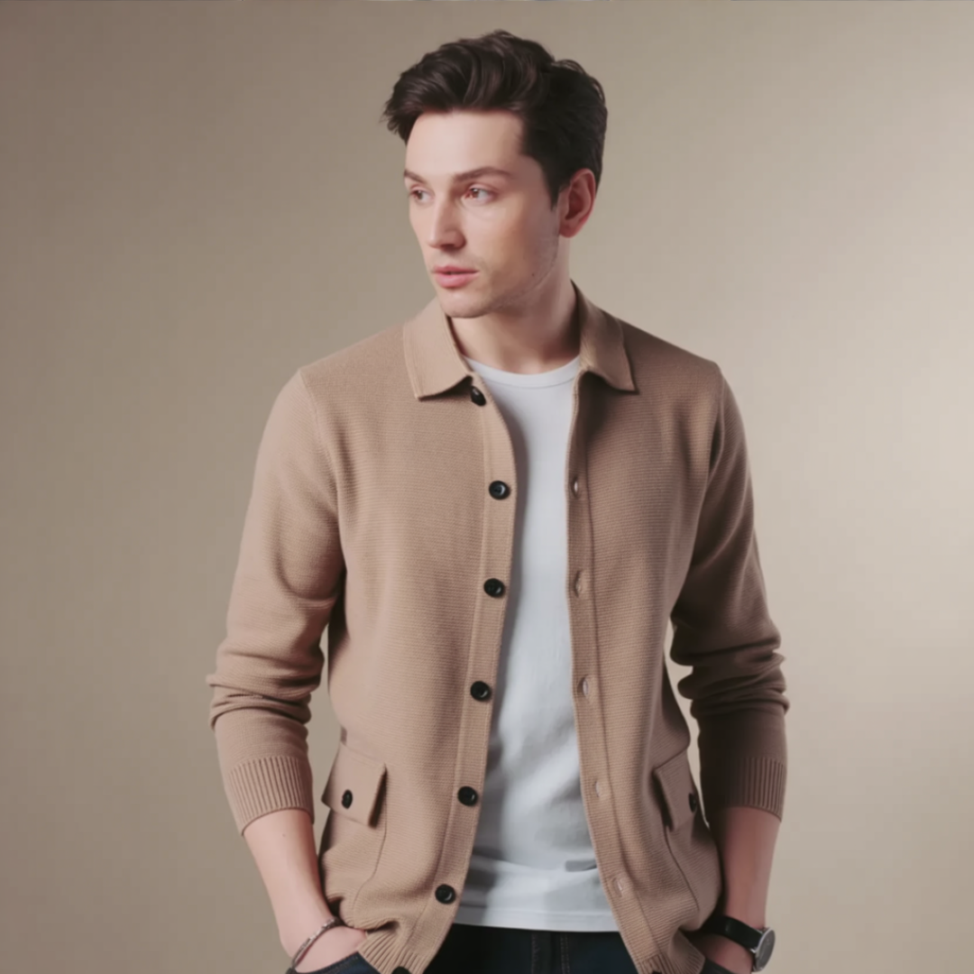 Chenille Turn-Down Collar Jacket